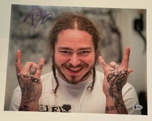 POST MALONE SIGNED AUTOGRAPHED 11×14 PHOTO HOLLYWOOD’S BLEEDING BECKETT BAS COA COLLECTIBLE MEMORABILIA