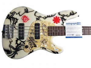 RED HOT CHILI PEPPERS AUTOGRAPHED X4 SIGNED BASS GUITAR RHCP ACOA COLLECTIBLE MEMORABILIA