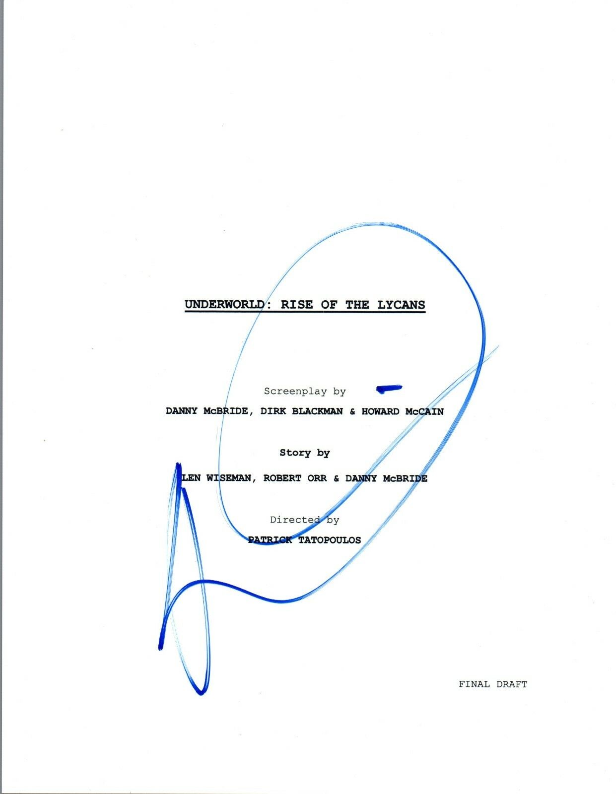 Underworld Script Rhona Mitra Signed Autographed UNDERWORLD RISE OF THE LYCANS Script COA ...