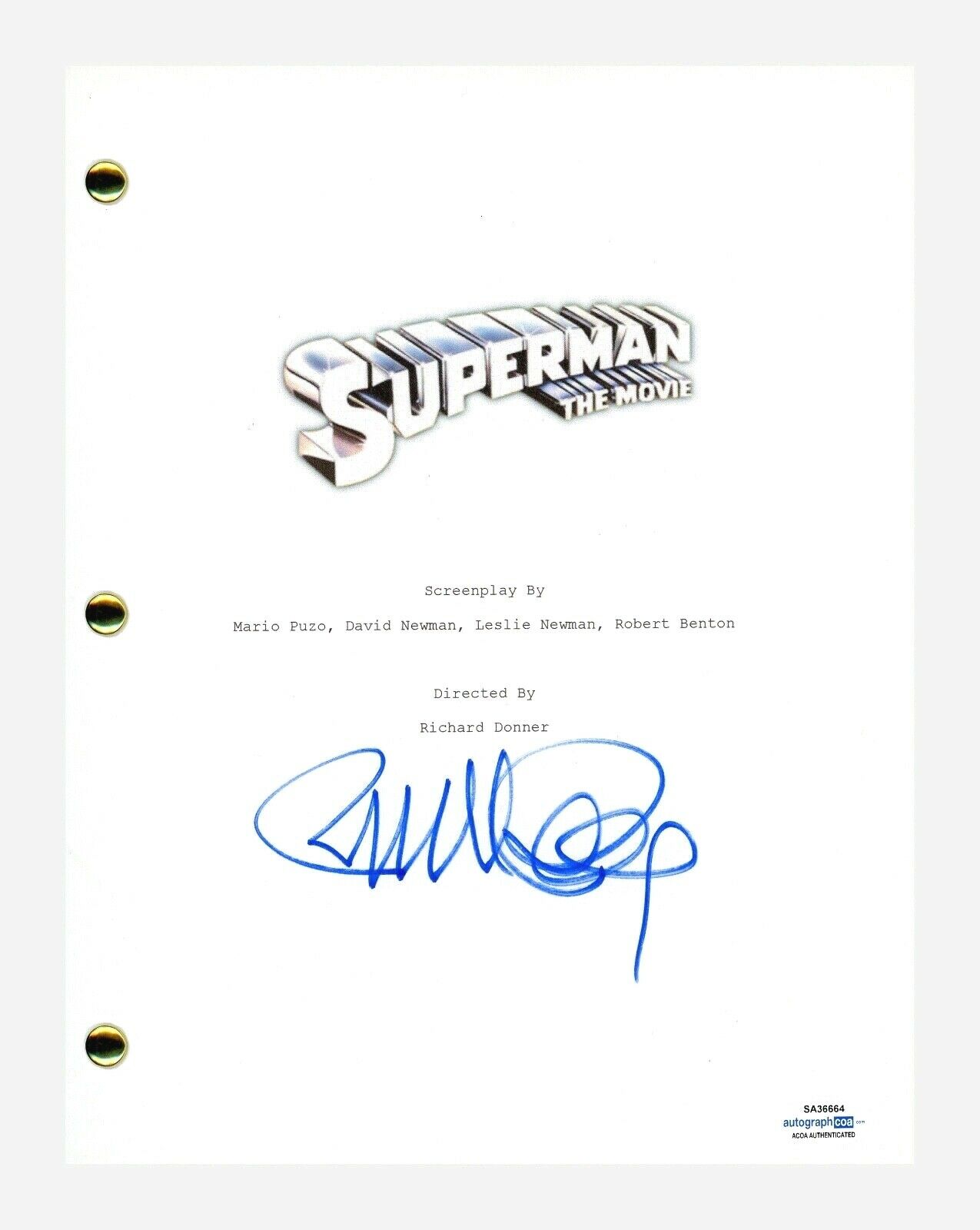 Richard Donner Signed Autographed SUPERMAN The Movie Script ACOA COA ...
