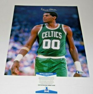ROBERT PARRISH SIGNED (BOSTON CELTICS) BASKETBALL 11X14 PHOTO BECKETT BAS #3  COLLECTIBLE MEMORABILIA