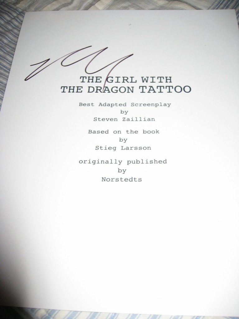 ROONEY MARA SIGNED AUTOGRAPH GIRL WITH THE DRAGON TATTOO SCRIPT 167 PG IN PERSON COLLECTIBLE MEMORABILIA