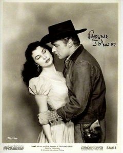 RUSSELL JOHNSON SIGNED LAW AND ORDER JIMMY JOHNSON W/ DOROTHY MALONE PHOTO COLLECTIBLE MEMORABILIA