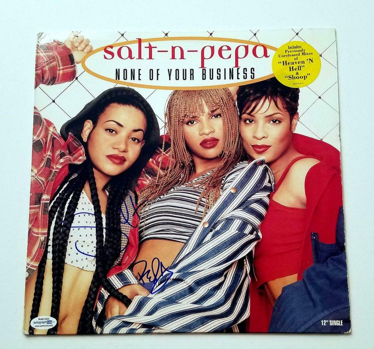 Salt-N-Pepa X2 Signed None Of Your Business Album LP ACOA | Autographia