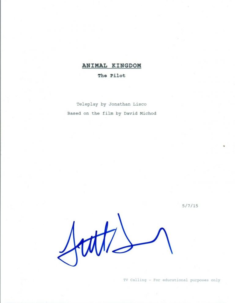 SCOTT SPEEDMAN SIGNED AUTOGRAPHED ANIMAL KINGDOM FULL PILOT SCRIPT COA COLLECTIBLE MEMORABILIA