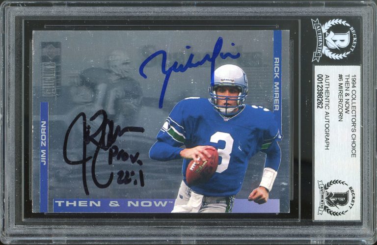 SEAHAWKS RICK MIRER JIM ZORN SIGNED 1994 UD COLLECTOR’S CHOICE #6 CARD BAS SLAB COLLECTIBLE MEMORABILIA