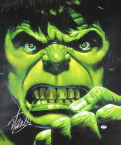 STAN LEE MARVEL AUTHENTIC SIGNED 20×24 THE HULK CANVAS AUTOGRAPHED PSA #W18567 COLLECTIBLE MEMORABILIA