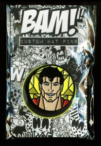 SUPERMAN STAINED GLASS BAM BOX EXCLUSIVE PIN COLLECTIBLE MEMORABILIA