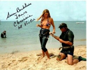 SUSAN BACKLINIE SIGNED AUTOGRAPHED JAWS CHRISSIE PHOTO GREAT CONTENT COLLECTIBLE MEMORABILIA