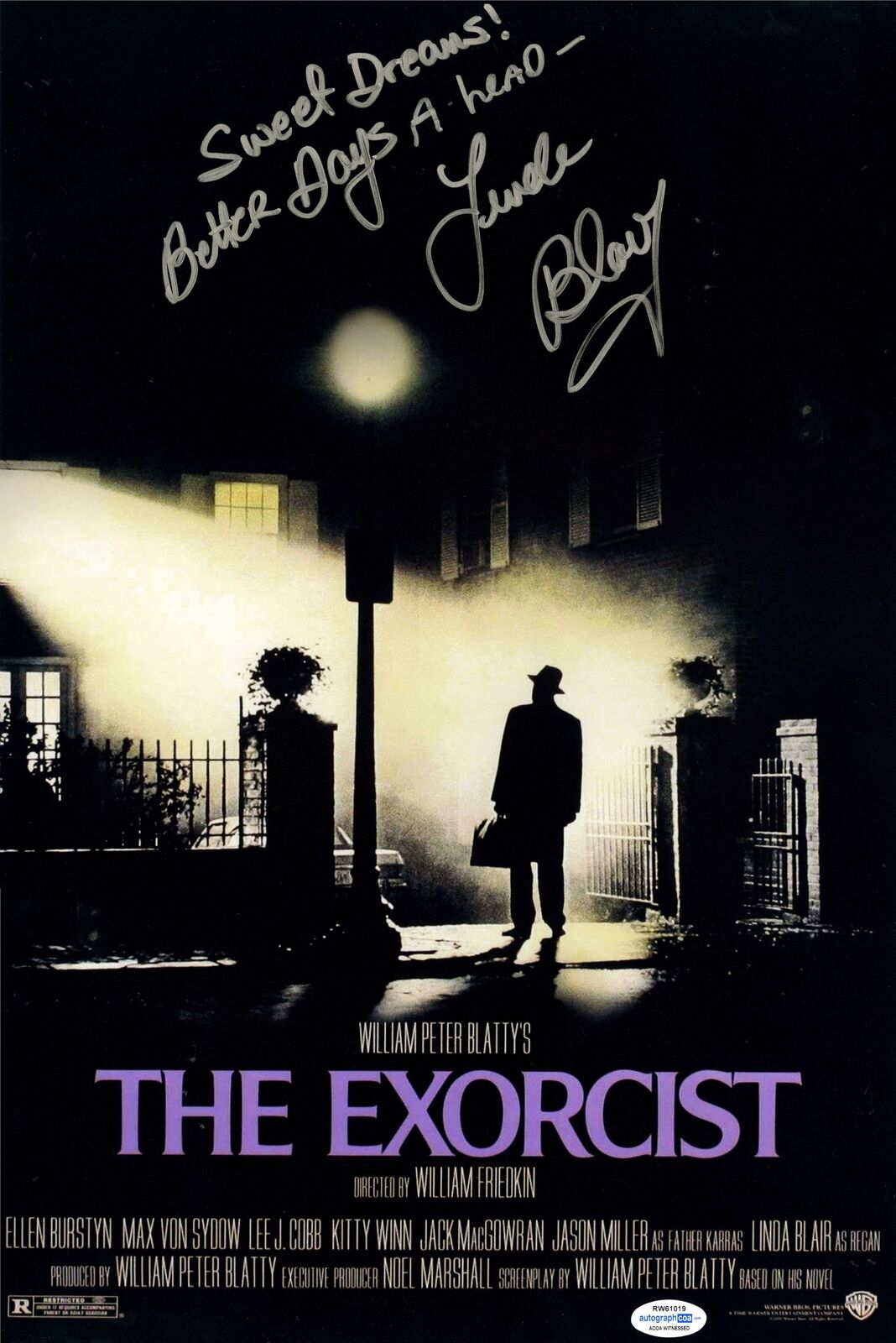 The Exorcist Linda Blair Autographed Signed 12x18 Poster Photo ACOA ...