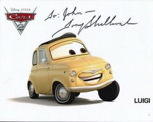 TONY SHALHOUB AUTOGRAPHED SIGNED DISNEY CARS 2 LUIGI PHOTOGRAPH – TO JOHN COLLECTIBLE MEMORABILIA