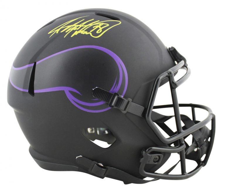 VIKINGS ADRIAN PETERSON SIGNED ECLIPSE FULL SIZE SPEED REP HELMET BAS WITNESSED COLLECTIBLE MEMORABILIA