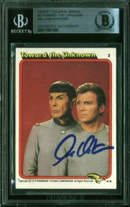 WILLIAM SHATNER SIGNED 1979 STAR TREK #2 TOWARD THE UNKNOWN CARD BAS SLABBED COLLECTIBLE MEMORABILIA