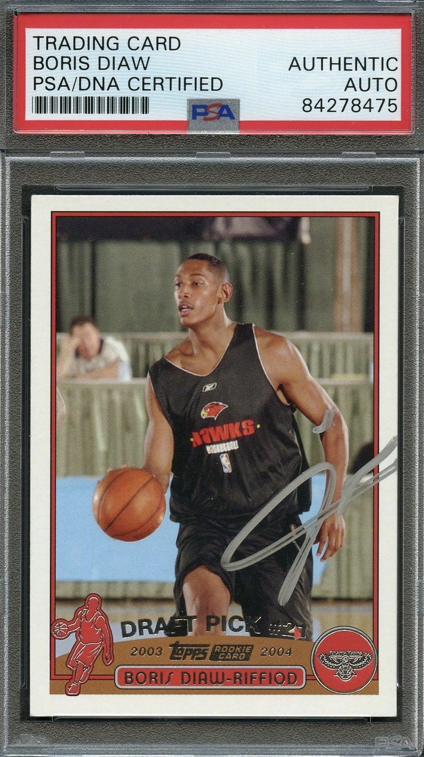2003 NBA Topps #241 Boris Diaw-Riffiod Signed Card AUTO PSA Slabbed RC