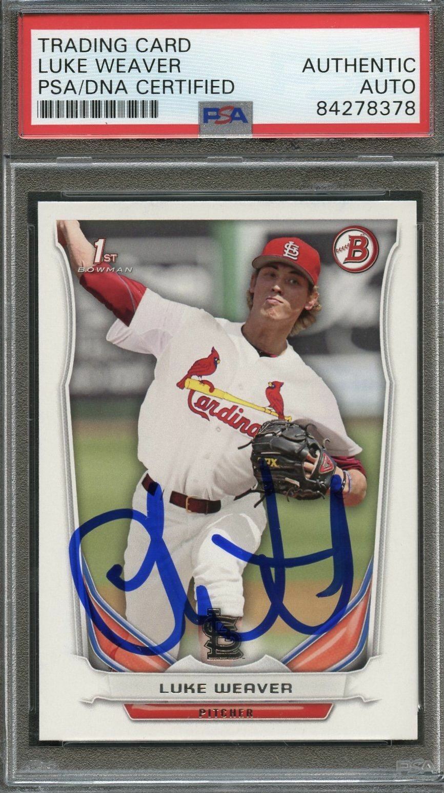2014 Topps 1st Bowman #23 Luke Weaver Signed Card PSA Slabbed Auto Cardinals