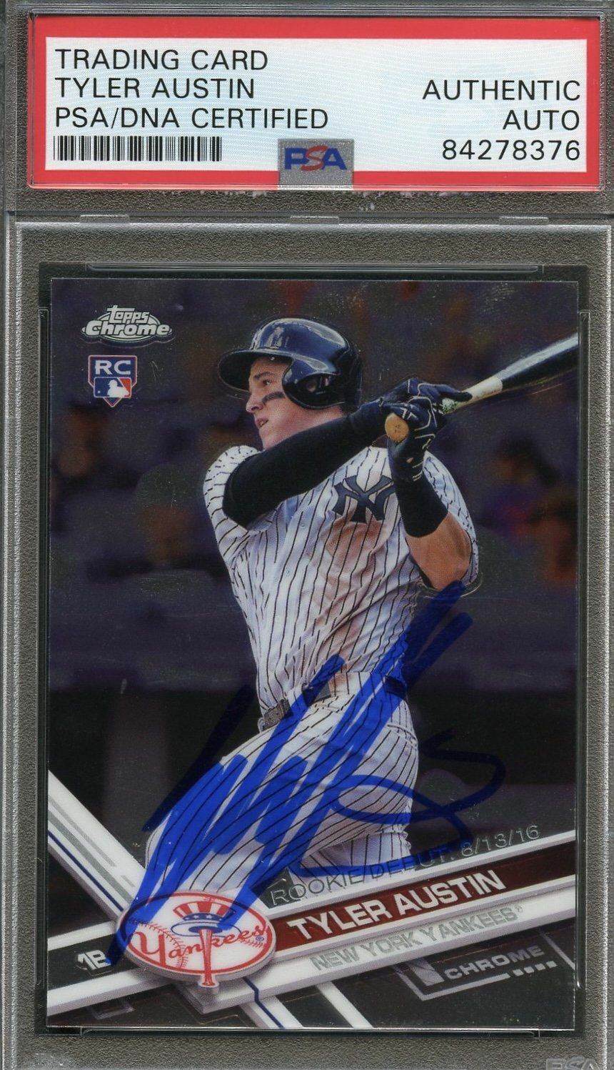 2017 Topps Chrome #29 Tyler Austin Signed Card PSA Slabbed Auto Yankees RC