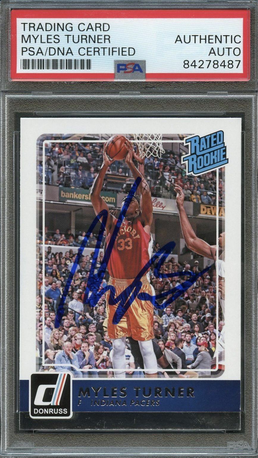 2016 Donruss #202 Myles Turner Signed Card AUTO PSA Slabbed RC