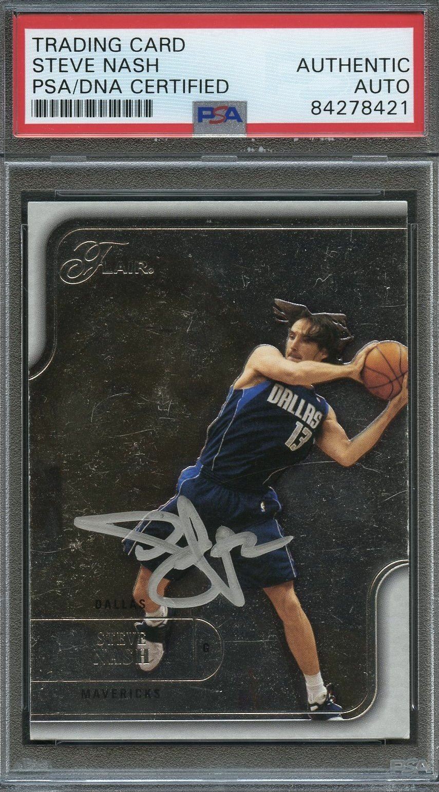 2003 Fleer #74 Steve Nash Signed Card AUTO PSA Slabbed Mavericks