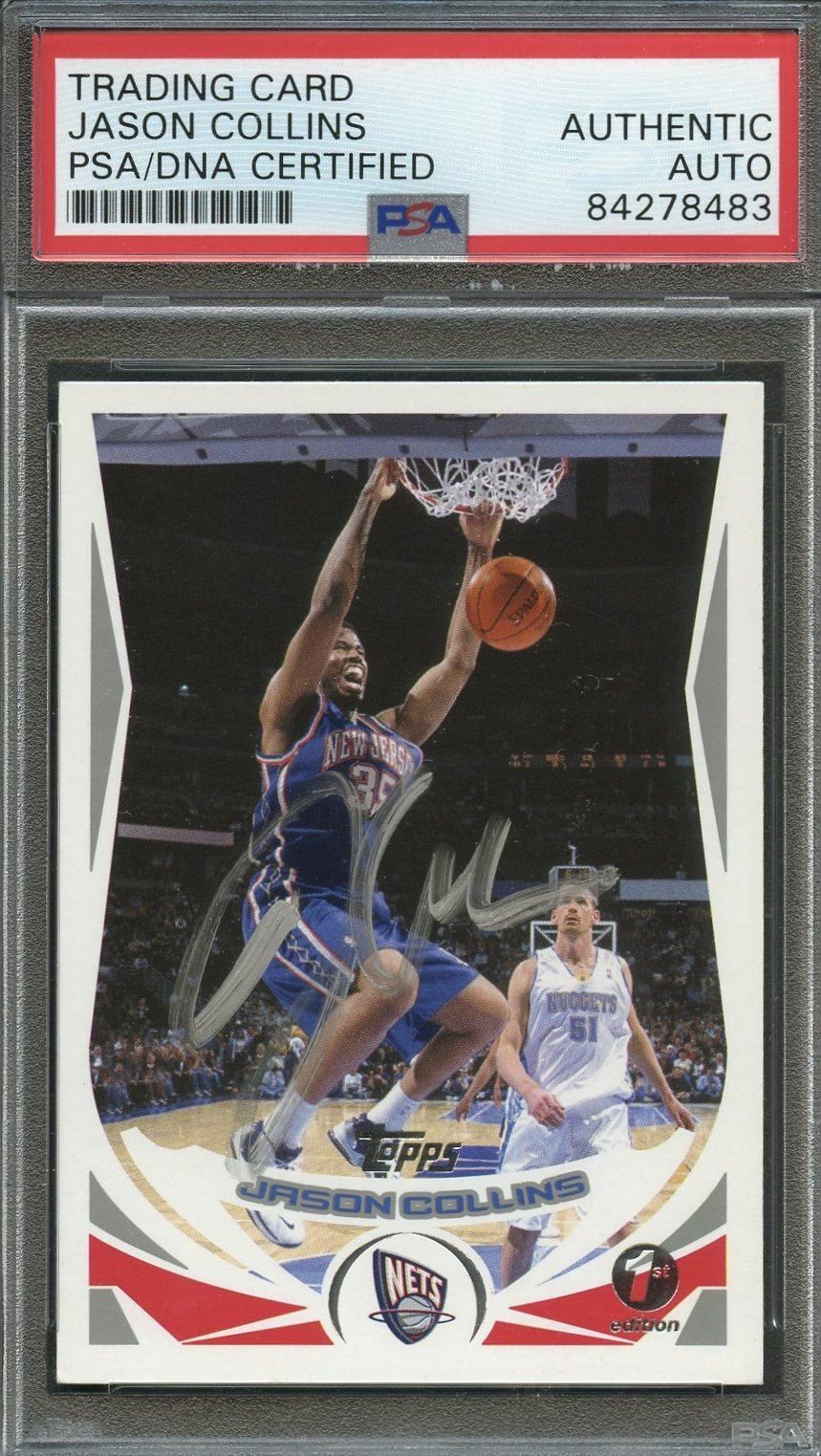 2004 Topps #144 Jason Collins Signed Card AUTO PSA Slabbed Nets