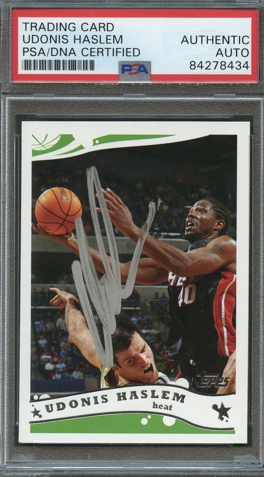 2005 Topps #125 Udonis Haslem Signed Card AUTO PSA Slabbed Heat
