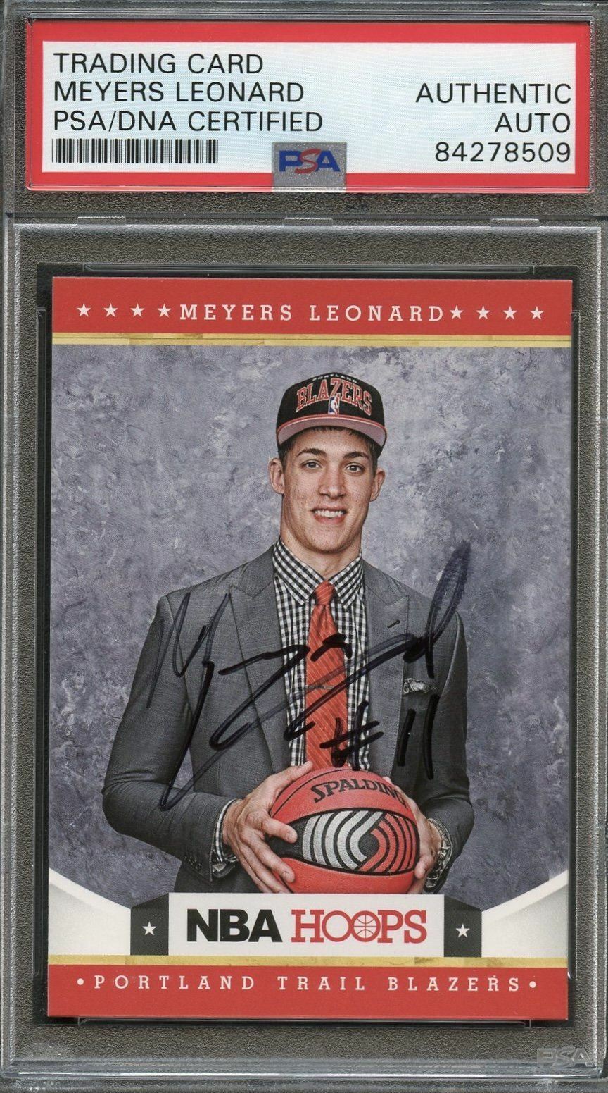 2012 Panini NBA Hoops #285 Meyers Leonard Signed Card AUTO PSA Slabbed Trail Bla