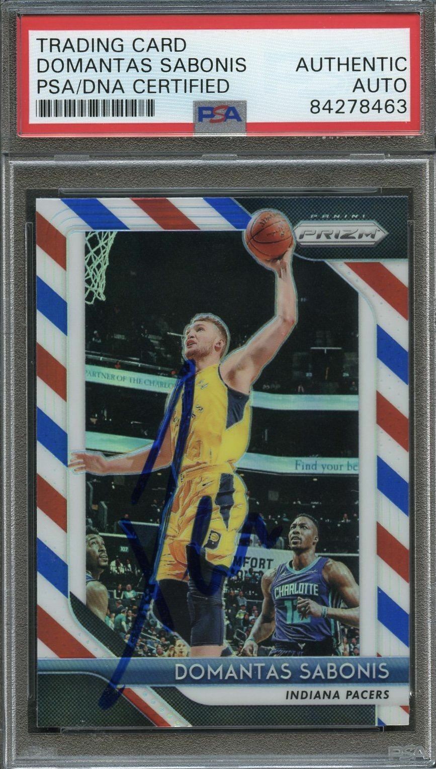 2018 Panini NBA Hoops #174 Domantas Sabonis Signed Card AUTO PSA Slabbed Pacers