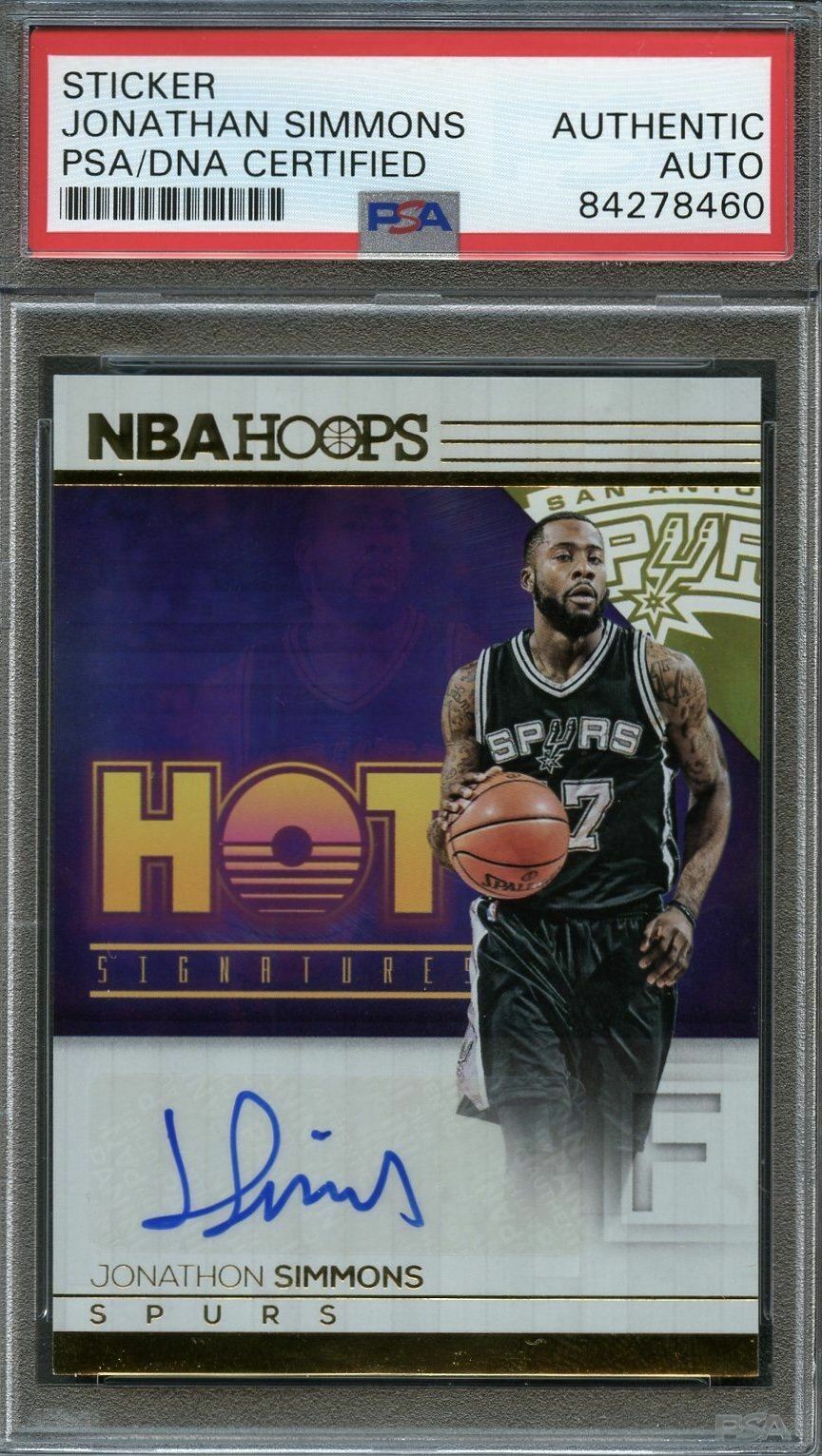 2016 Panini NBA Hoops #20 Jonathan Simmons Signed Card AUTO PSA Slabbed Spurs