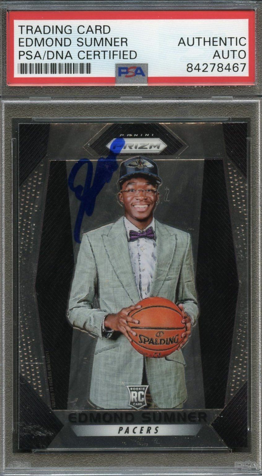 2017 Panini Prizm #227 Edmond Sumner Signed Card AUTO PSA Slabbed Pacers