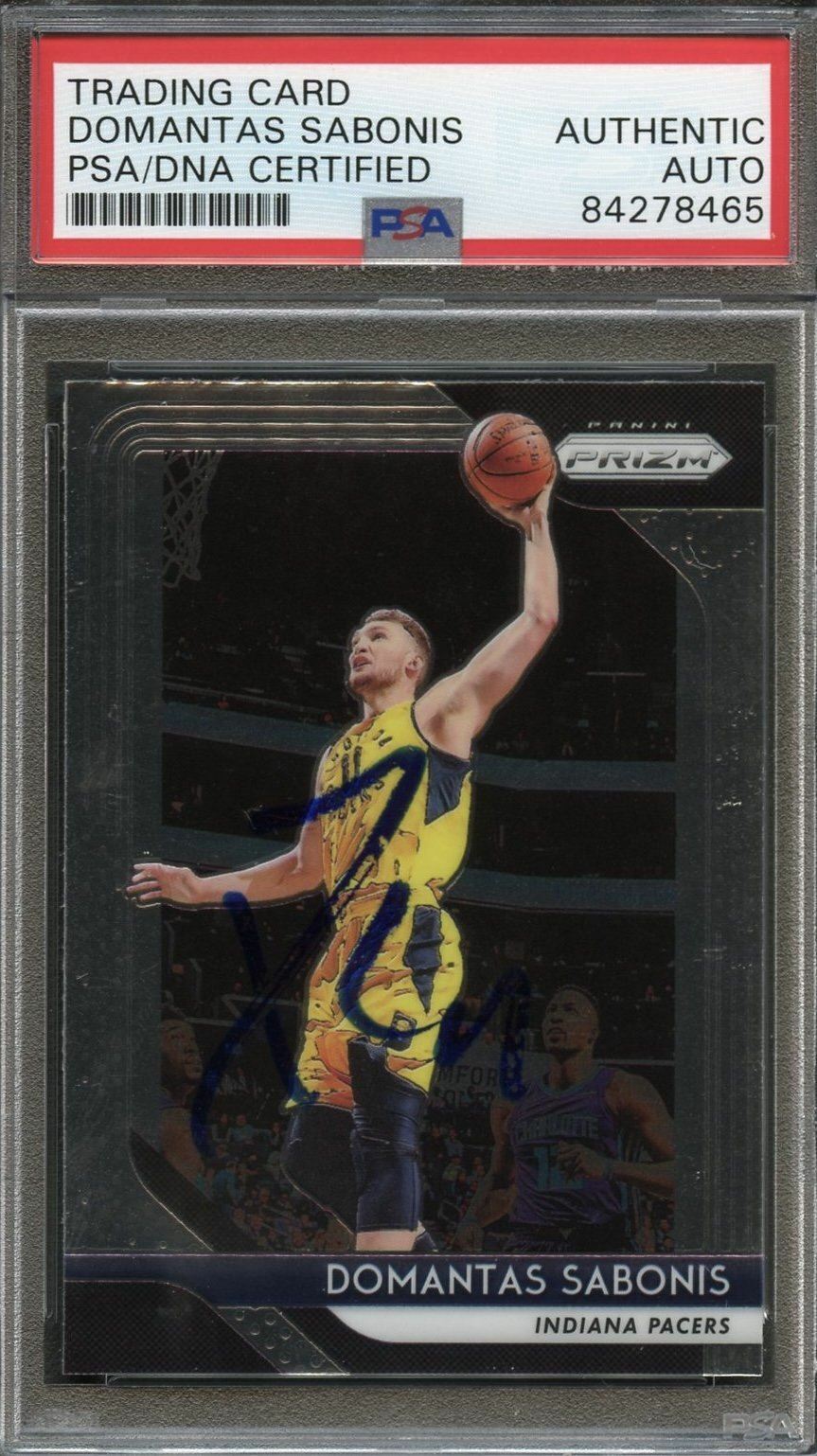 2018 Panini NBA Hoops #174 Domantas Sabonis Signed Card AUTO PSA Slabbed Pacers