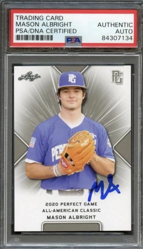 2020 Leaf Perfect Game Mason Albright Signed Card AUTO PSA Slabbed