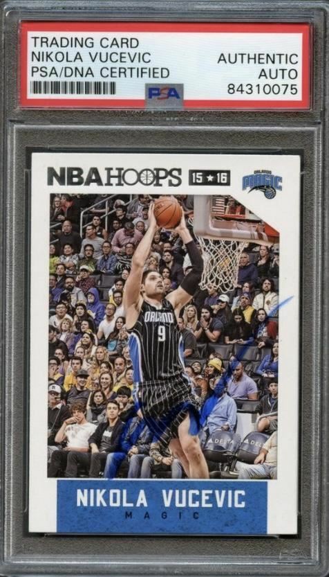 2015-16 NBA Hoops #116 Nikola Vucevic Signed Card AUTO PSA Slabbed