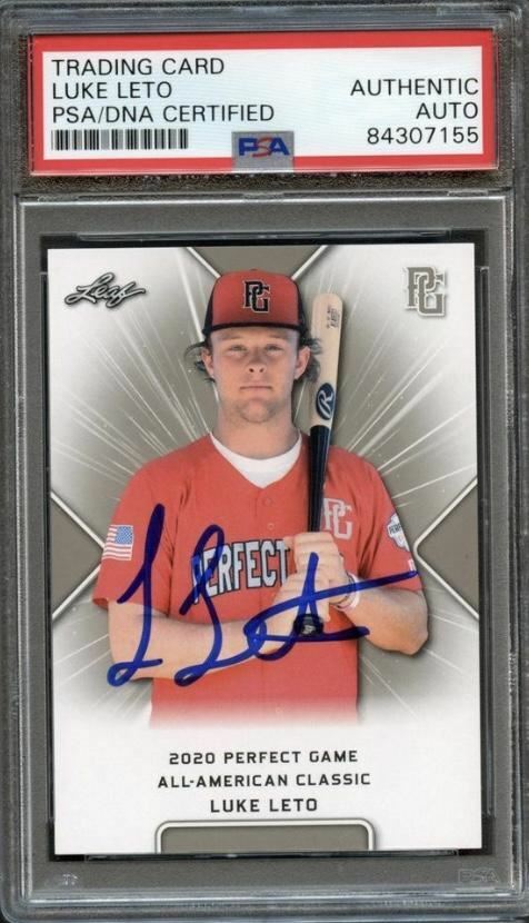 2020 Leaf Perfect Game Luke Leto Signed Card AUTO PSA Slabbed
