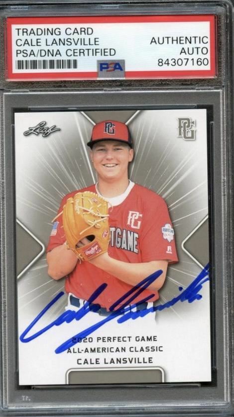 2020 Leaf Perfect Game Cale Lansville Signed Card AUTO PSA Slabbed