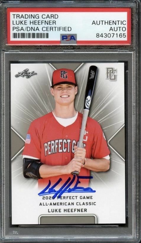 2020 Leaf Perfect Game Luke Heefner Signed Card AUTO PSA Slabbed