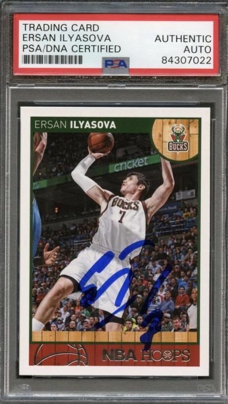 2013-14 NBA Hoops #102 Ersan Ilyasova Signed Card AUTO PSA Slabbed