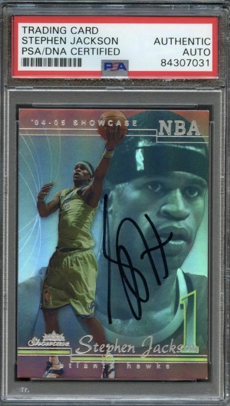2004-05 Fleer Showcase #54 Stephen Jackson Signed Card AUTO PSA Slabbed