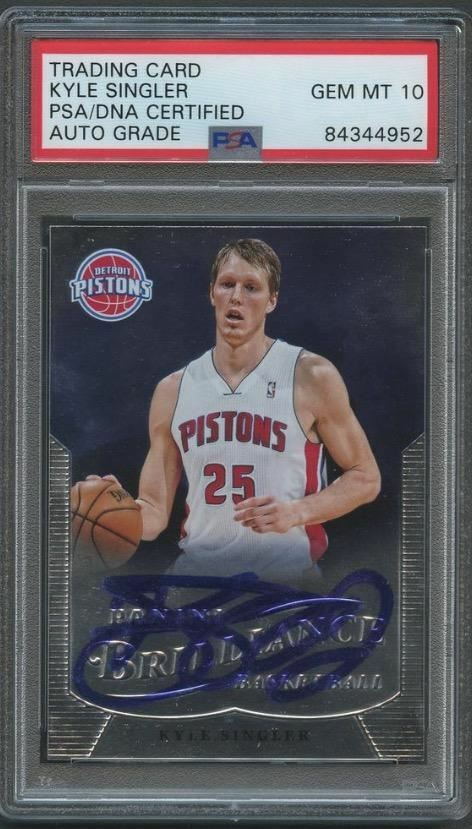 2012-13 Panini Brilliance #269 Kyle Singler Detroit Pistons Signed Card AUTO Gra