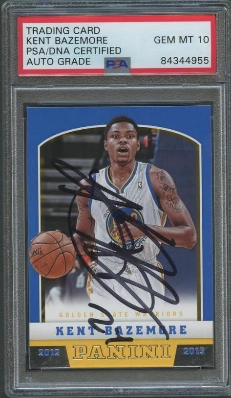 2012-13 Panini #256 KENT BAZEMORE Signed Card AUTO Grade 10 PSA Slabbed Warriors