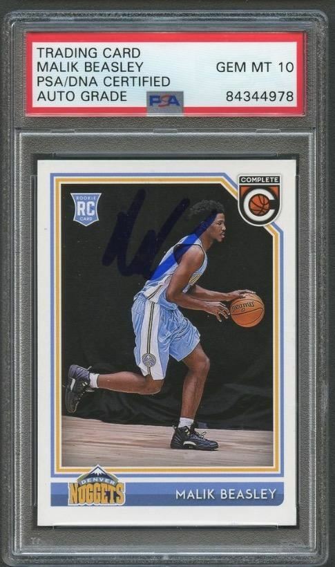 NEW LISTING2016-17 Panini Complete #223 Malik Beasley Signed Card AUTO Grade 10 PSA/DNA Sla