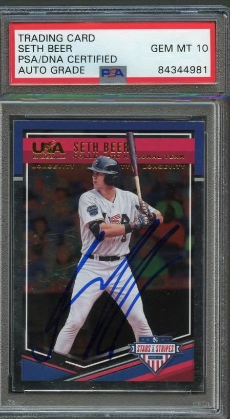 NEW LISTING2018 Panini Stars & Stripes #21 Seth Beer Signed Card PSA Slabbed Auto Grade 10