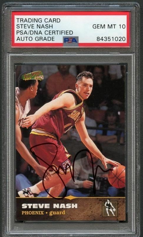 NEW LISTING1996 Score Board #113 Steve Nash Signed Card AUTO Grade 10 PSA Slabbed Suns