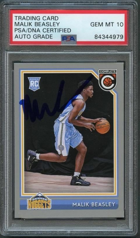 NEW LISTING2016-17 Panini Complete #223 Malik Beasley Signed Card AUTO Grade 10 PSA/DNA Sla