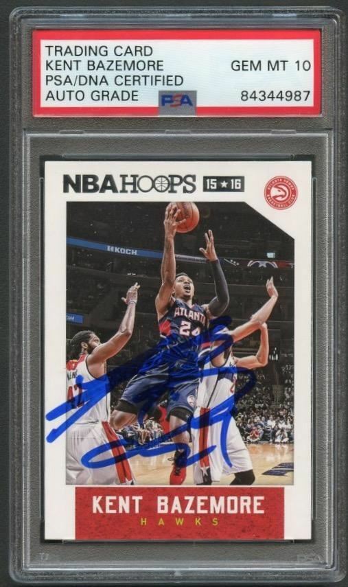 NEW LISTING2015-16 NBA Hoops #72 Kent Bazemore Signed Card AUTO Grade 10 PSA Slabbed Hawks