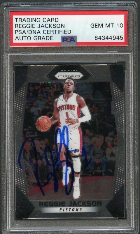 2017-18 Panini Prizm #174 Reggie Jackson Signed Card Auto Grade 10 PSA/DNA Slabb