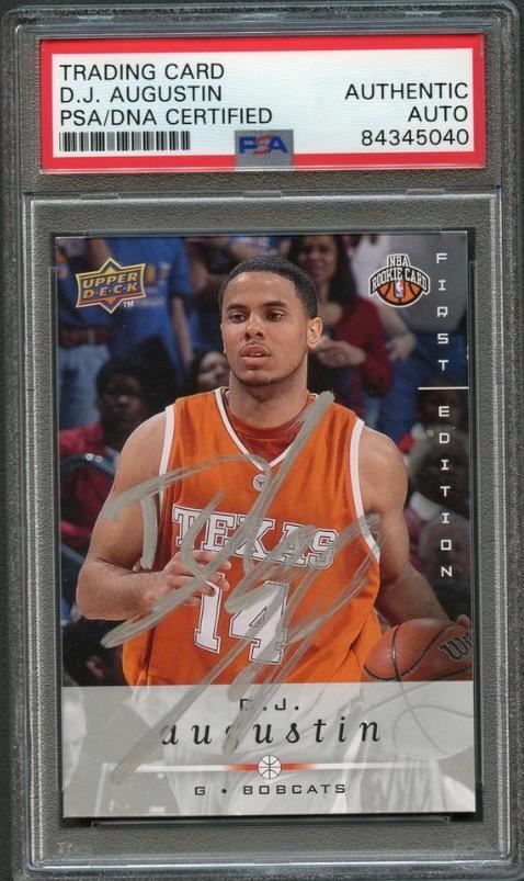 2008-09 Upper Deck #225 DJ Augustin Signed Card AUTO PSA Slabbed
