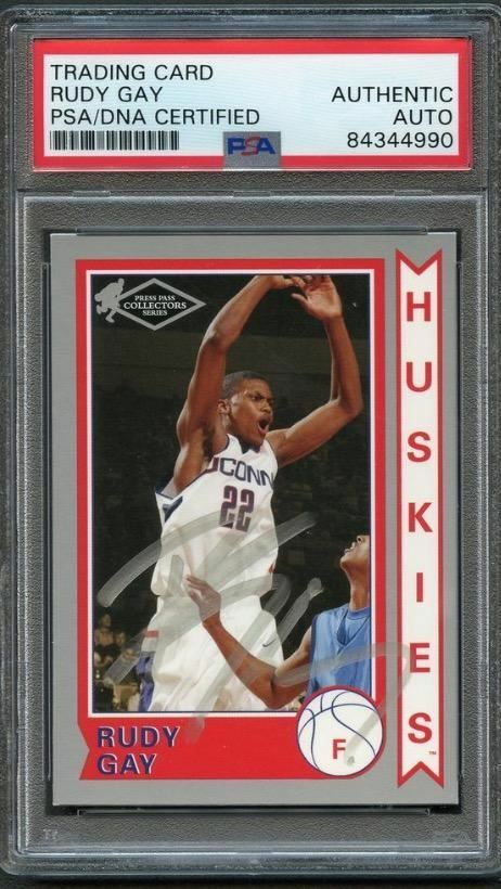 2006 PRESS PASS COLLECTOR SERIES #OS 4/25 Rudy Gay Signed Rookie Card AUTO PSA S