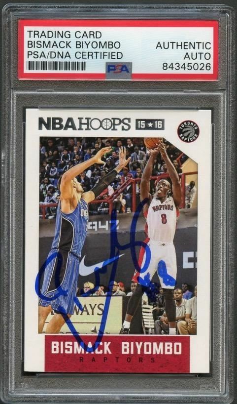 2015-16 NBA Hoops #225 Bismack Biyombo Signed Card AUTO PSA Slabbed