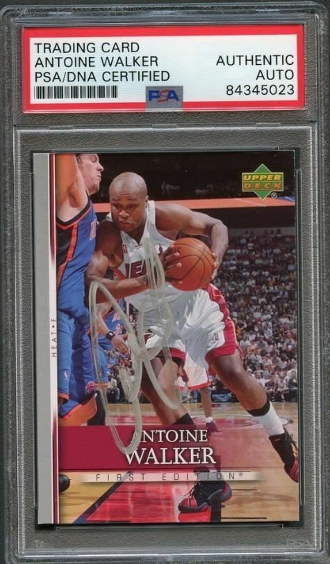 2007-08 Upper Deck #157 Antoine Walker Signed Card AUTO PSA Slabbed Heat