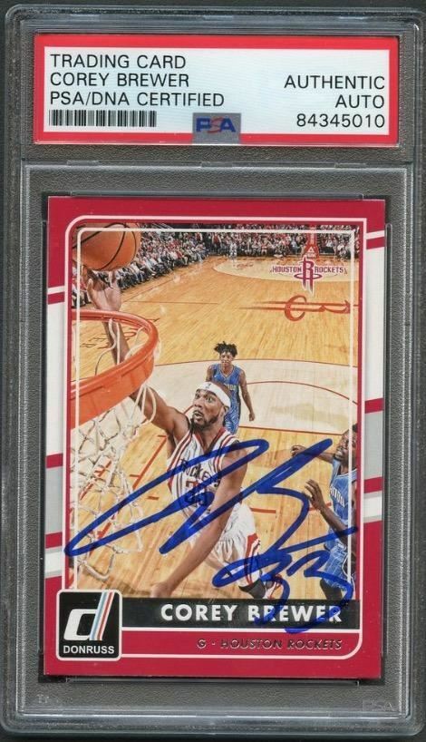 2015-16 Donruss #103 Corey Brewer Signed Card AUTO PSA Slabbed Rockets