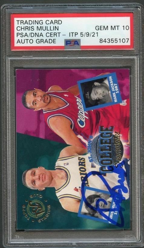 NEW LISTING1994-95 Topps Stadium Club #105 Chris Mullin Signed Card AUTO Grade 10 PSA Slabb